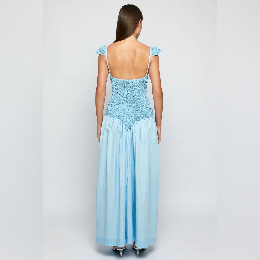 S/W/F :CAP SLEEVE MOTTLED MAXI DRESS | SKY BLUE | SUSTAINABLE COTTON size S NWT - Picture 2 of 8
